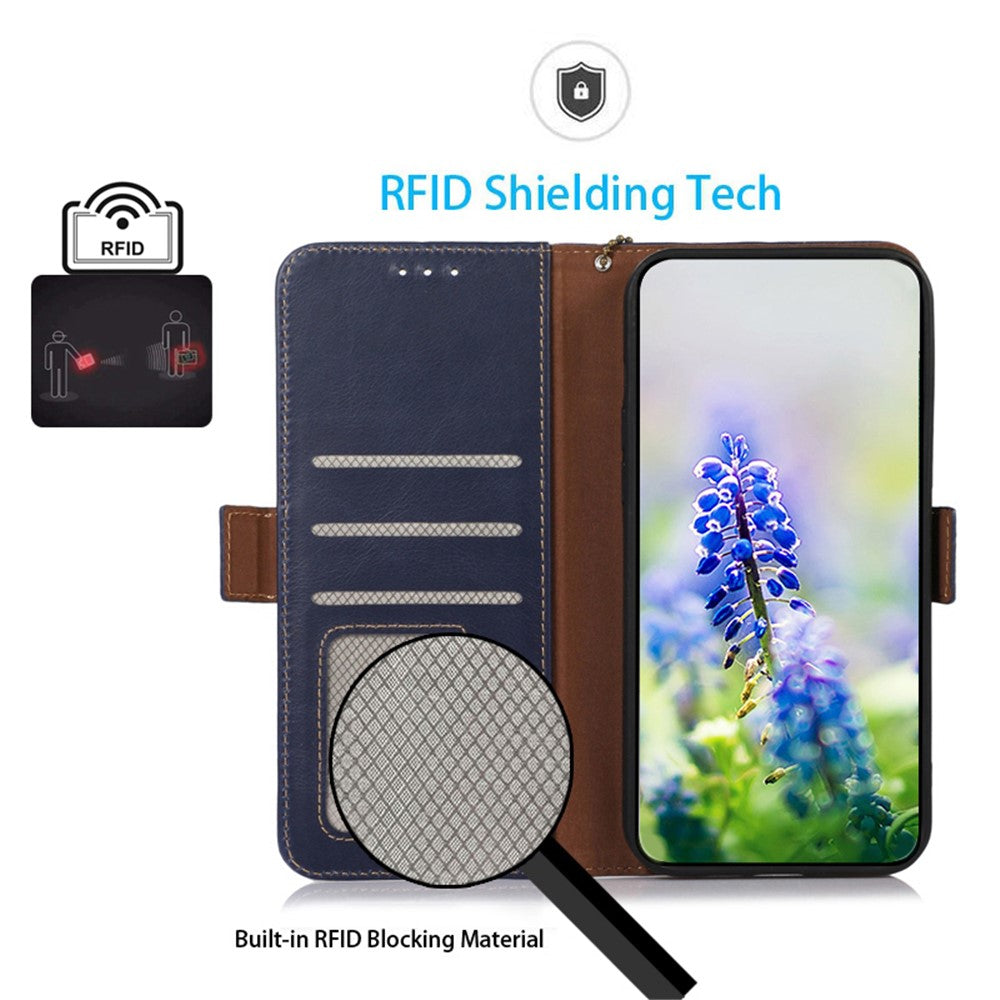 For Xiaomi 14 Pro Case Genuine Cow Leather RFID Blocking Stand Phone Cover