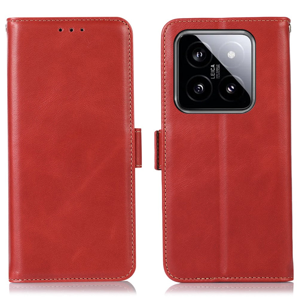 For Xiaomi 14 Pro Case Genuine Cow Leather RFID Blocking Stand Phone Cover