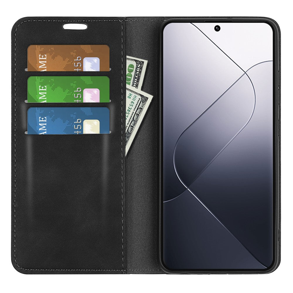 For Xiaomi 14 Case Skin-touch Phone Leather Cover with Wallet Stand