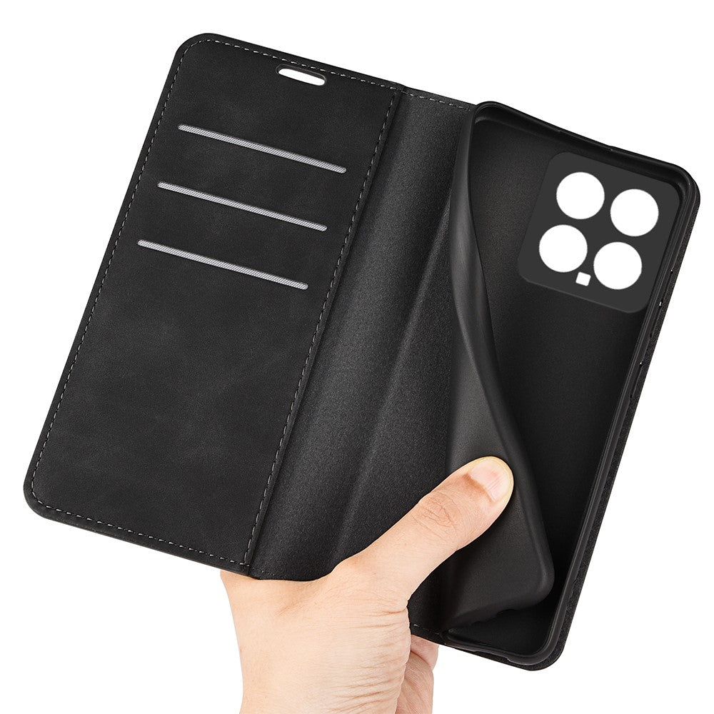 For Xiaomi 14 Case Skin-touch Phone Leather Cover with Wallet Stand