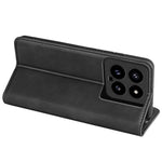 Xiaomi 14-skal med hudkontakt, läderfodral med plånboksställ