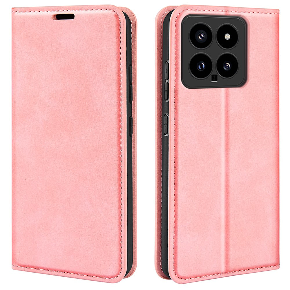 For Xiaomi 14 Case Skin-touch Phone Leather Cover with Wallet Stand