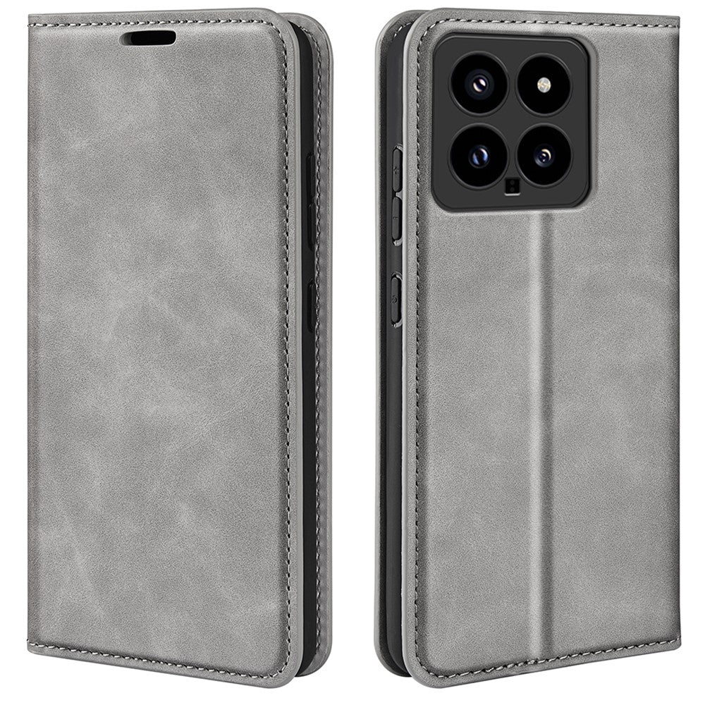 For Xiaomi 14 Case Skin-touch Phone Leather Cover with Wallet Stand