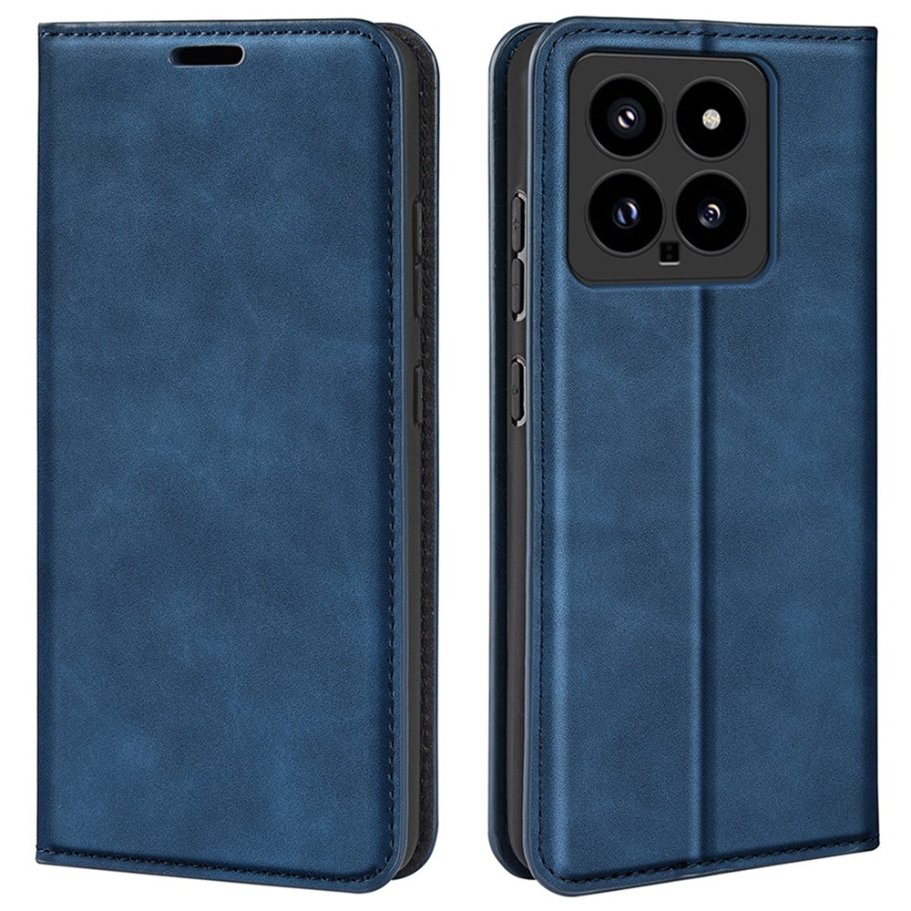 Xiaomi 14-skal med hudkontakt, läderfodral med plånboksställ