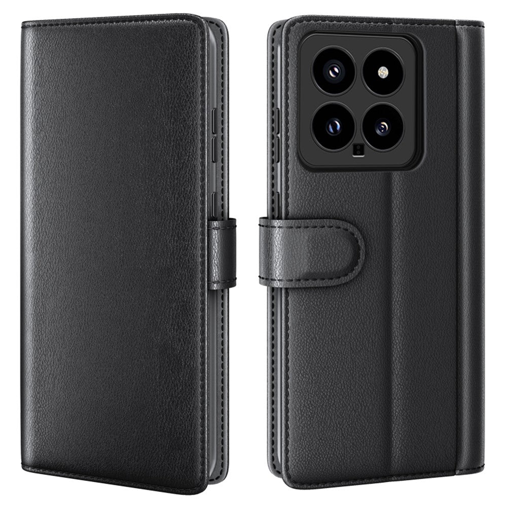 For Xiaomi 14 Case Genuine Split Leather Phone Cover with Wallet Stand