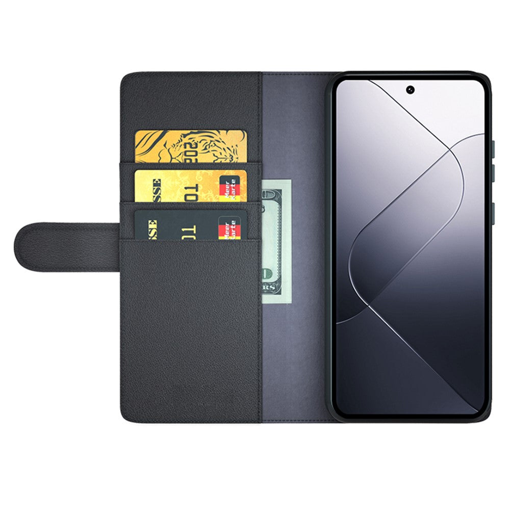 For Xiaomi 14 Case Genuine Split Leather Phone Cover with Wallet Stand