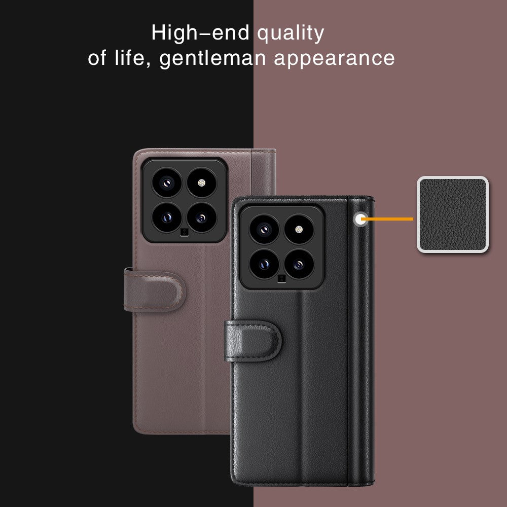 For Xiaomi 14 Case Genuine Split Leather Phone Cover with Wallet Stand