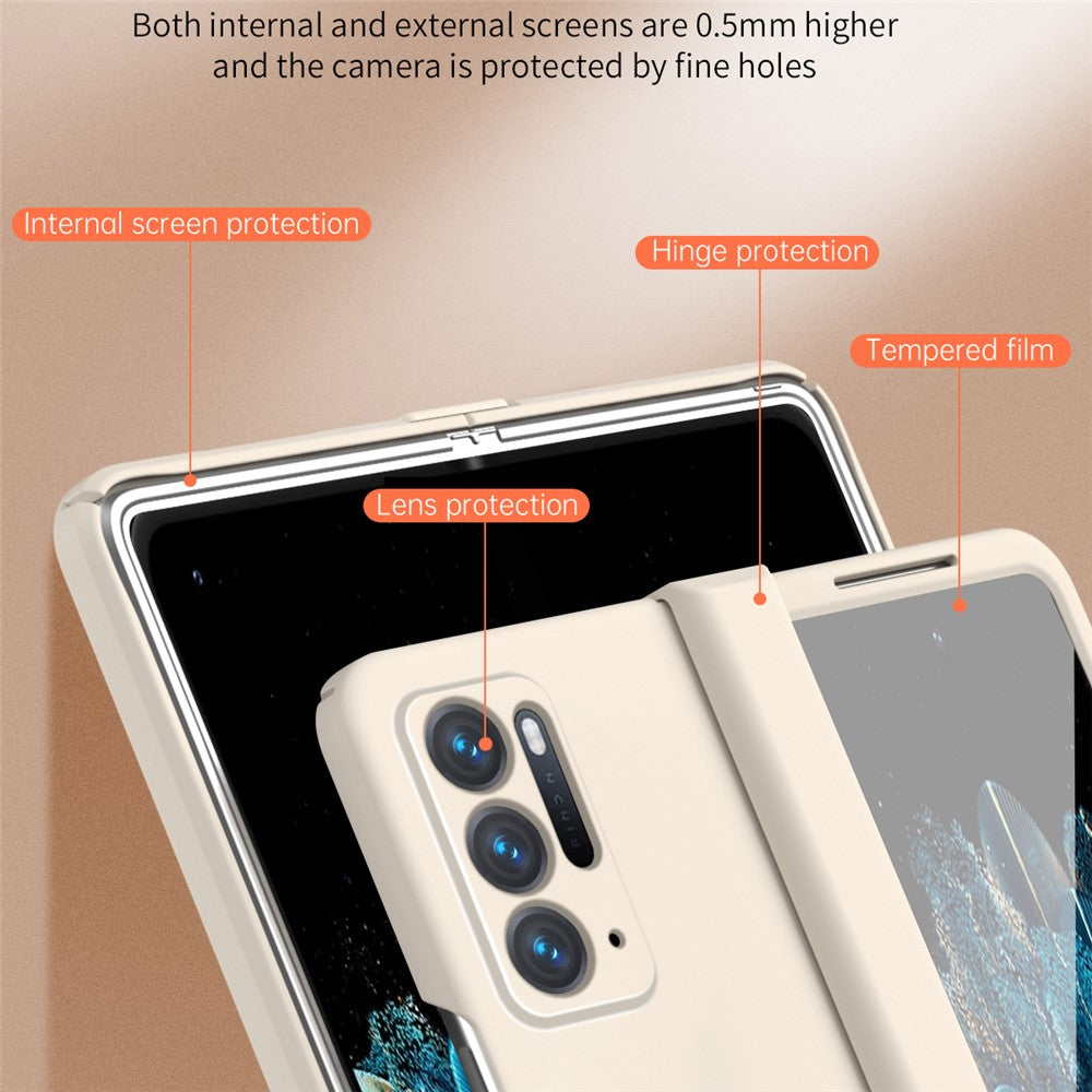 For Oppo Find N Case Scratch-resistant Hard PC Cell Phone Cover with Tempered Glass Film