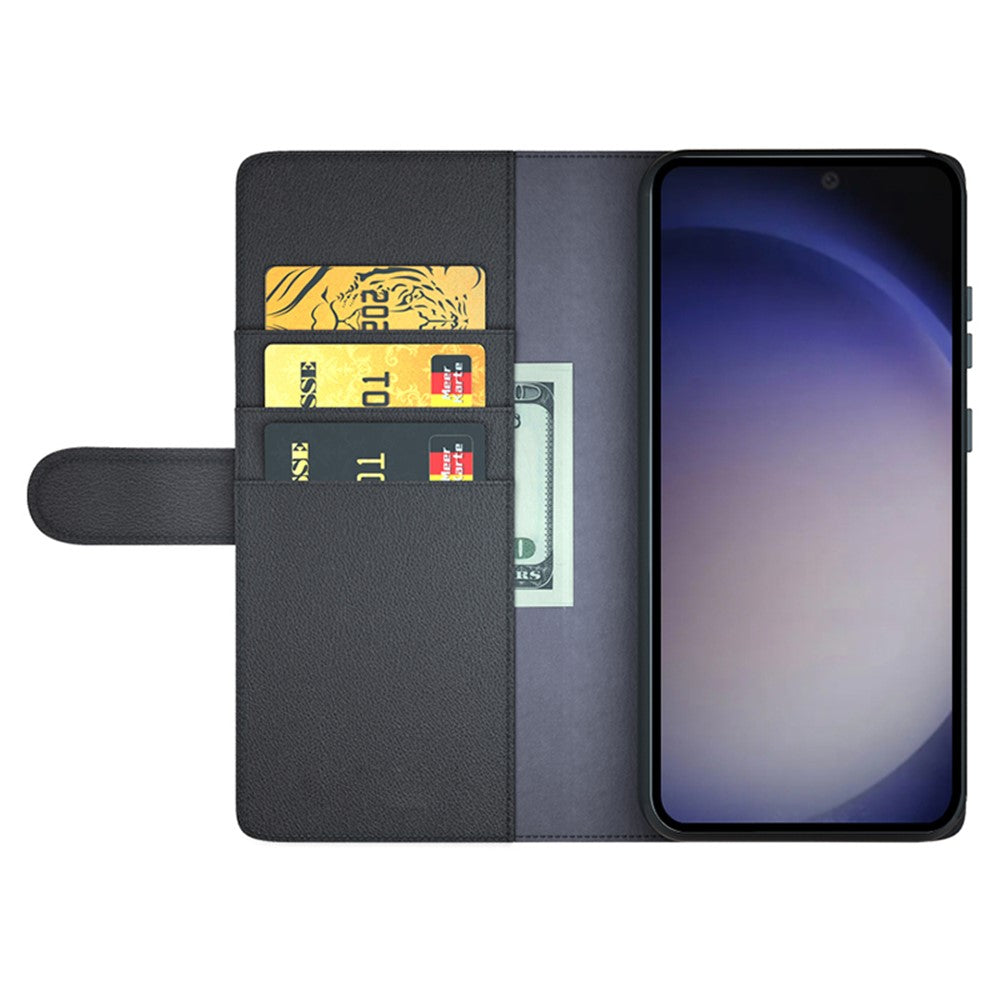 For Samsung Galaxy S24 Case Genuine Split Leather Phone Cover with Wallet Stand