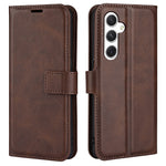For Samsung Galaxy S24 Case PU Leather Calf Texture Full Protective Phone Cover