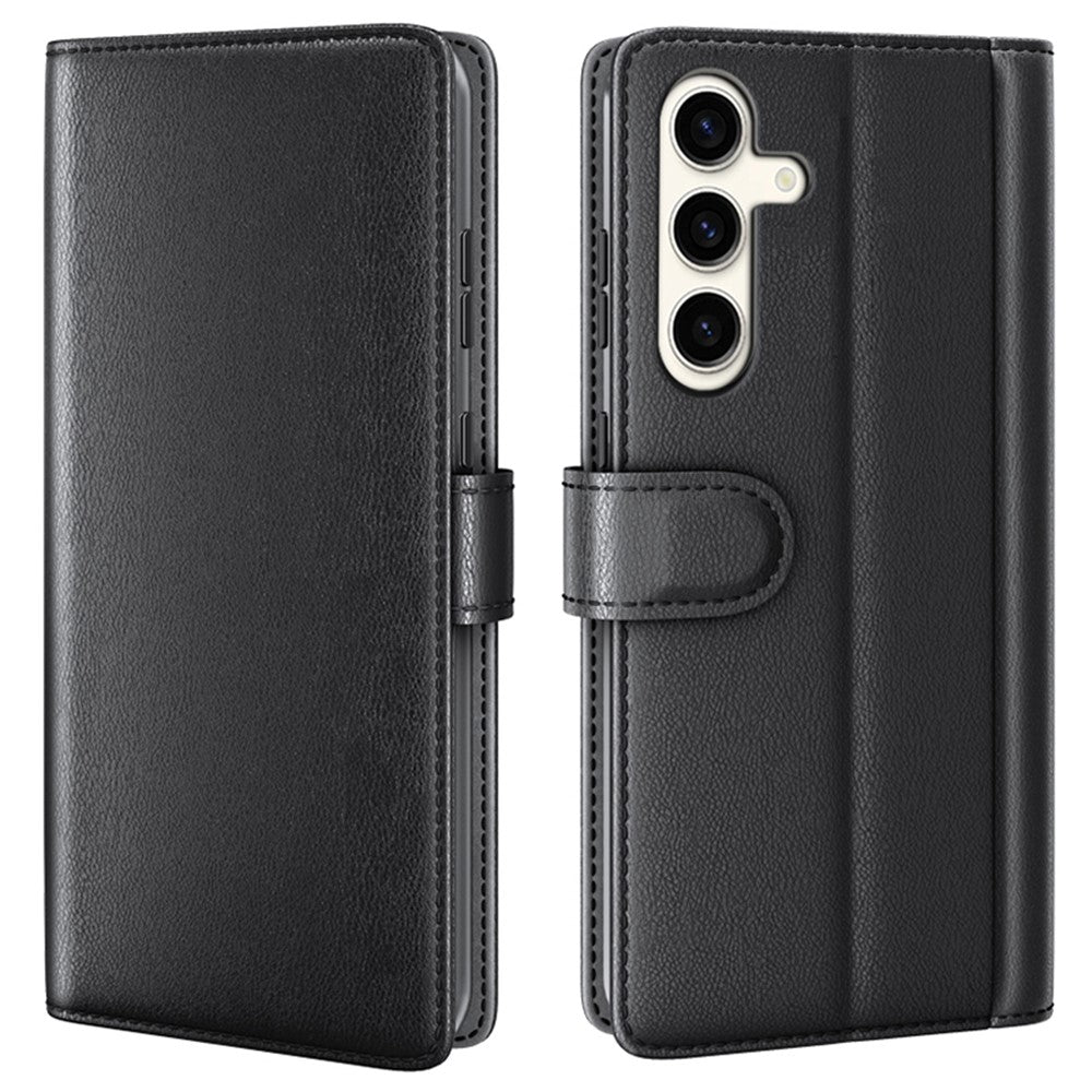For Samsung Galaxy S24+ Case Genuine Split Leather Phone Cover with Wallet Stand