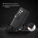 For Samsung Galaxy S24+ Case Genuine Split Leather Phone Cover with Wallet Stand