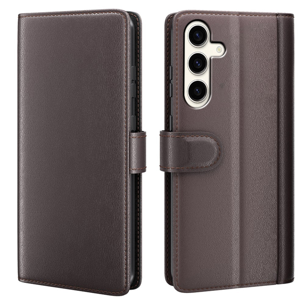 For Samsung Galaxy S24+ Case Genuine Split Leather Phone Cover with Wallet Stand