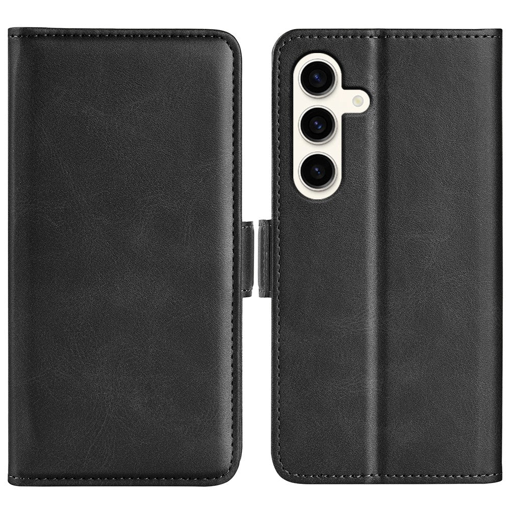 For Samsung Galaxy S24+ Case Dual Magnetic Clasp Folio PU Leather Phone Cover