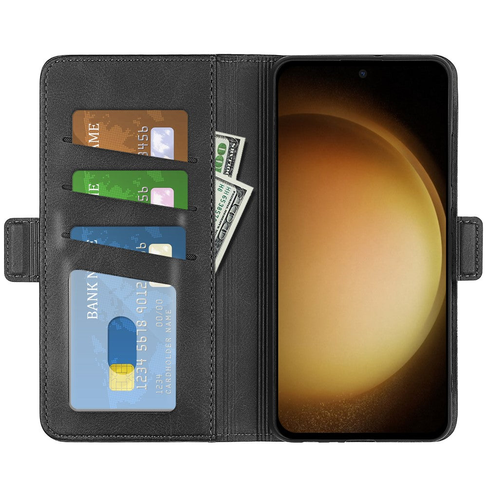 For Samsung Galaxy S24+ Case Dual Magnetic Clasp Folio PU Leather Phone Cover