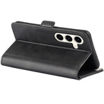 For Samsung Galaxy S24+ Case Dual Magnetic Clasp Folio PU Leather Phone Cover
