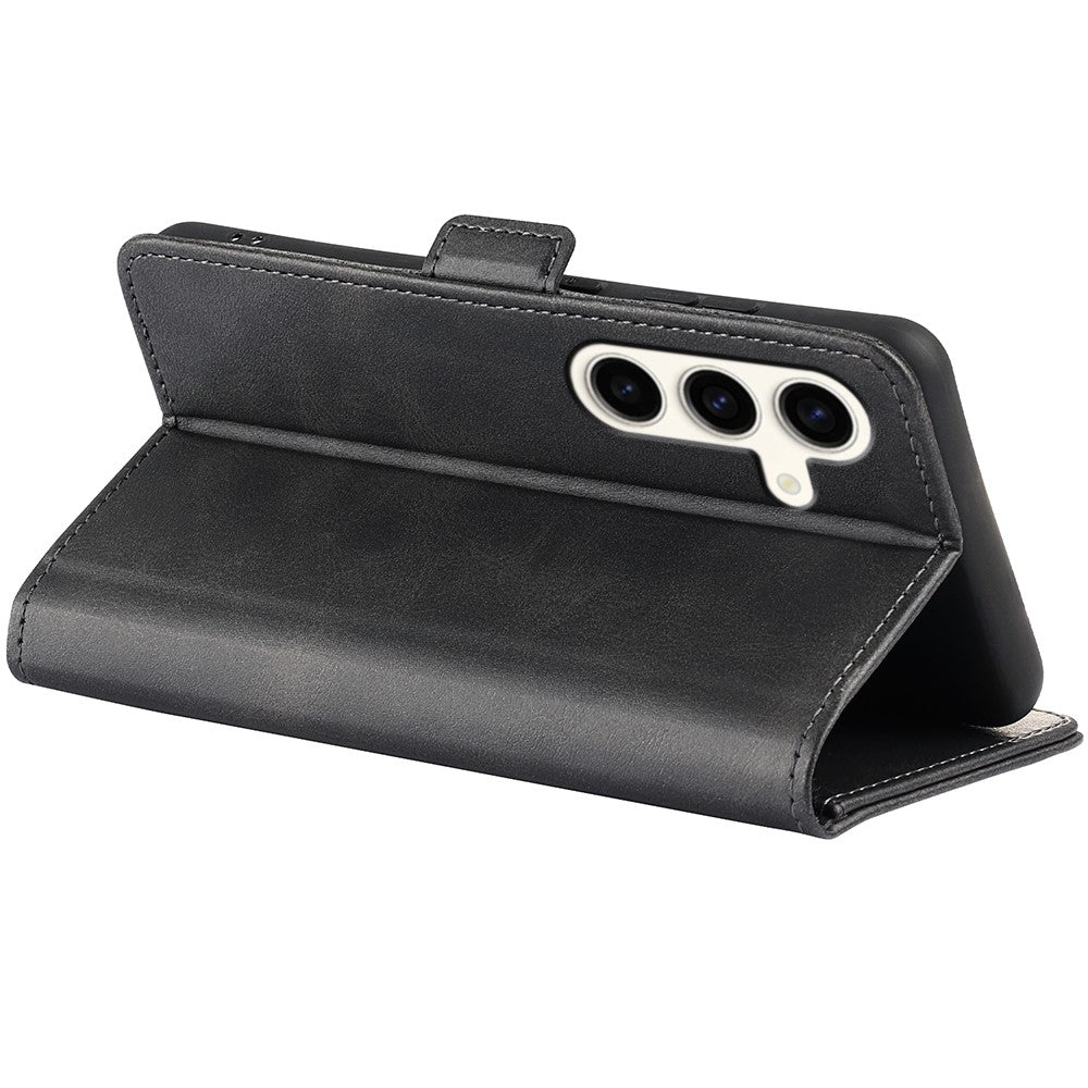 For Samsung Galaxy S24+ Case Dual Magnetic Clasp Folio PU Leather Phone Cover