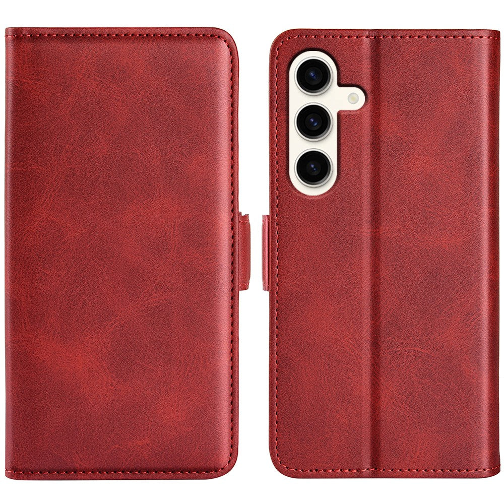 For Samsung Galaxy S24+ Case Dual Magnetic Clasp Folio PU Leather Phone Cover