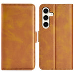 For Samsung Galaxy S24+ Case Dual Magnetic Clasp Folio PU Leather Phone Cover