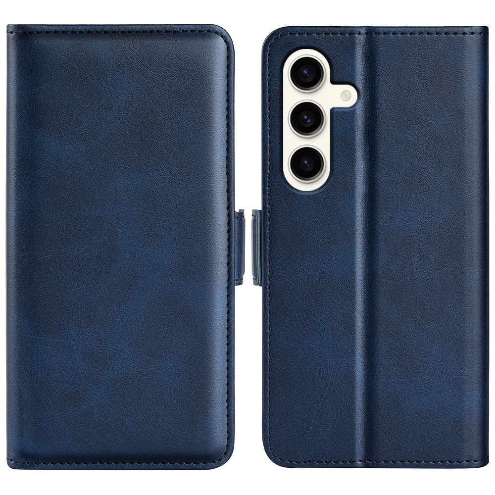 For Samsung Galaxy S24+ Case Dual Magnetic Clasp Folio PU Leather Phone Cover