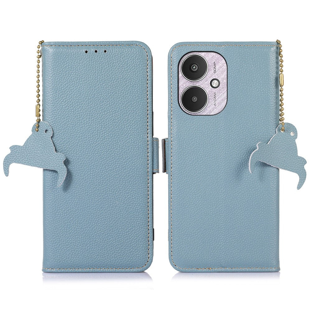 For Xiaomi Redmi 13C 4G / 13C 5G / Poco C65 4G / Poco M6 5G / 13R 5G Case Genuine Cow Leather Cover with RFID Blocking Wallet