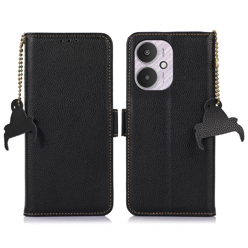 For Xiaomi Redmi 13C 4G / 13C 5G / Poco C65 4G / Poco M6 5G / 13R 5G Case Genuine Cow Leather Cover with RFID Blocking Wallet