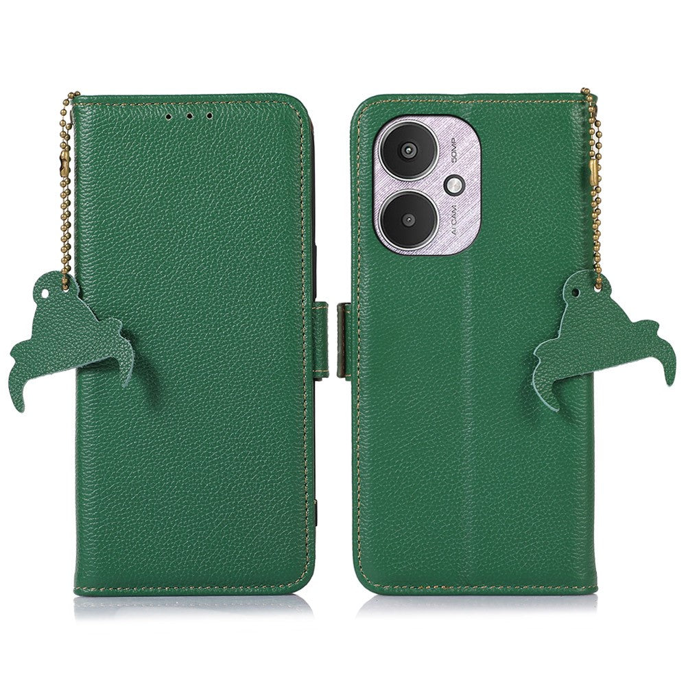 For Xiaomi Redmi 13C 4G / 13C 5G / Poco C65 4G / Poco M6 5G / 13R 5G Case Genuine Cow Leather Cover with RFID Blocking Wallet