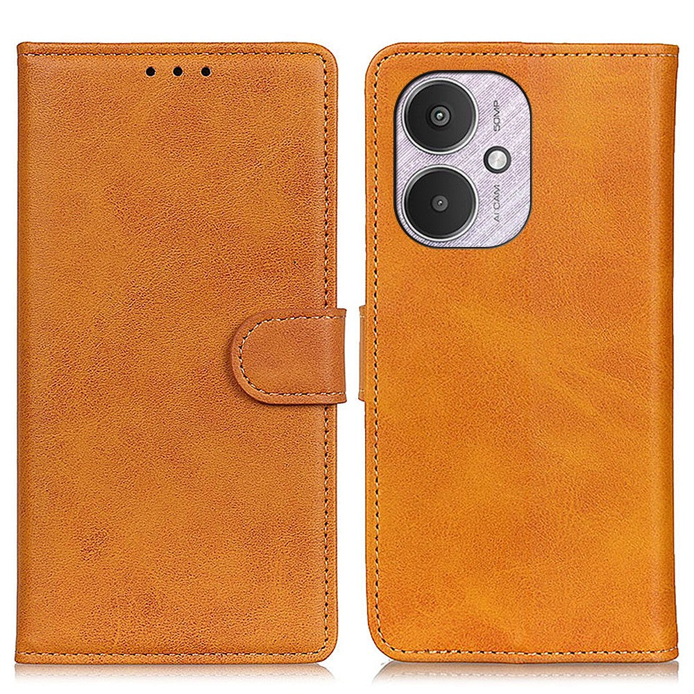 For Xiaomi Redmi 13C 4G / 13C 5G / Poco C65 4G / Poco M6 5G / 13R 5G Case Wallet Cowhide Texture Phone Stand Cover