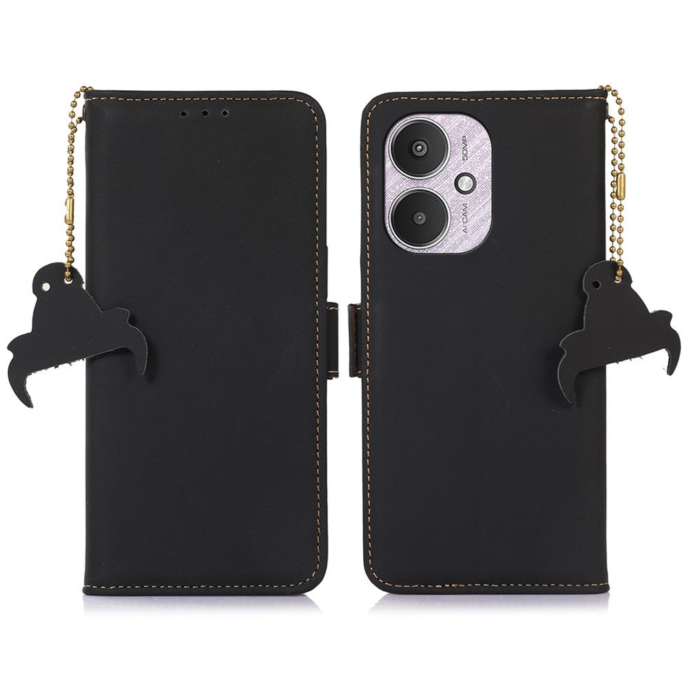 For Xiaomi Redmi 13C 4G / 13C 5G / Poco C65 4G / Poco M6 5G / 13R 5G Case Genuine Cow Leather RFID Blocking Wallet Cover