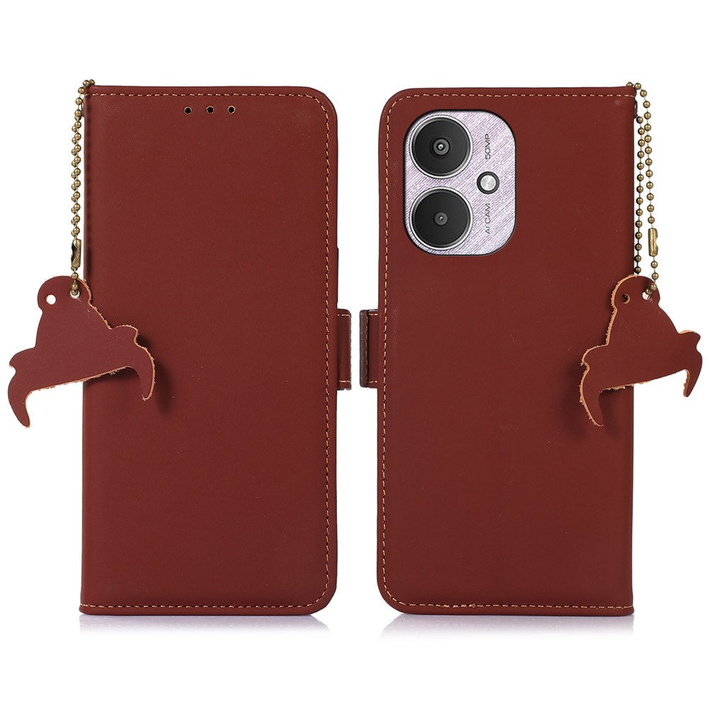For Xiaomi Redmi 13C 4G / 13C 5G / Poco C65 4G / Poco M6 5G / 13R 5G Case Genuine Cow Leather RFID Blocking Wallet Cover