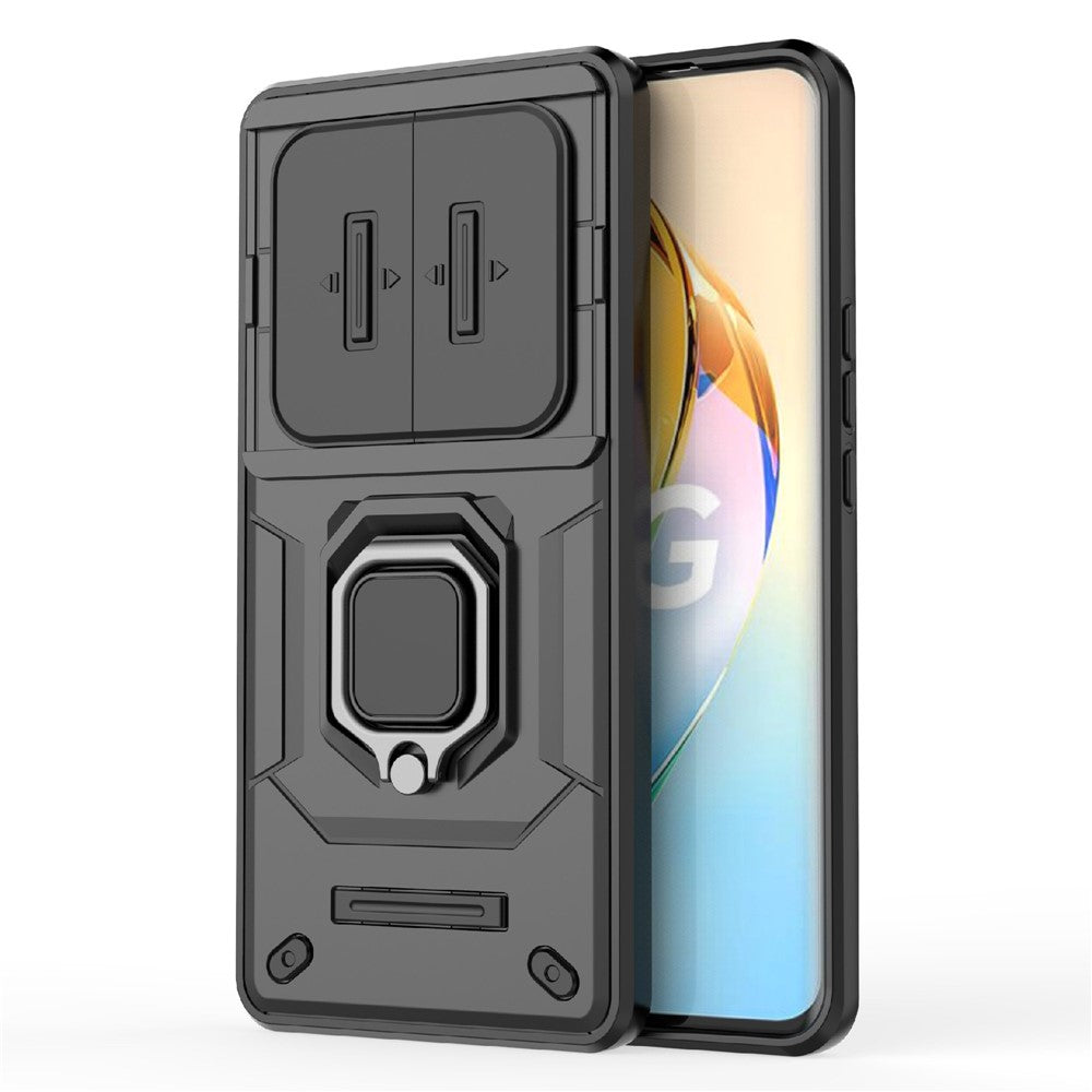 For Honor X50 5G Case Slide Lens Protection PC + TPU Kickstand Cover