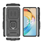 For Honor X50 5G Case Slide Lens Protection PC + TPU Kickstand Cover