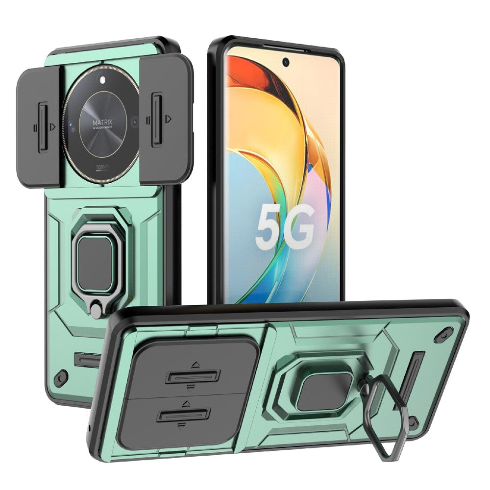 For Honor X50 5G Case Slide Lens Protection PC + TPU Kickstand Cover
