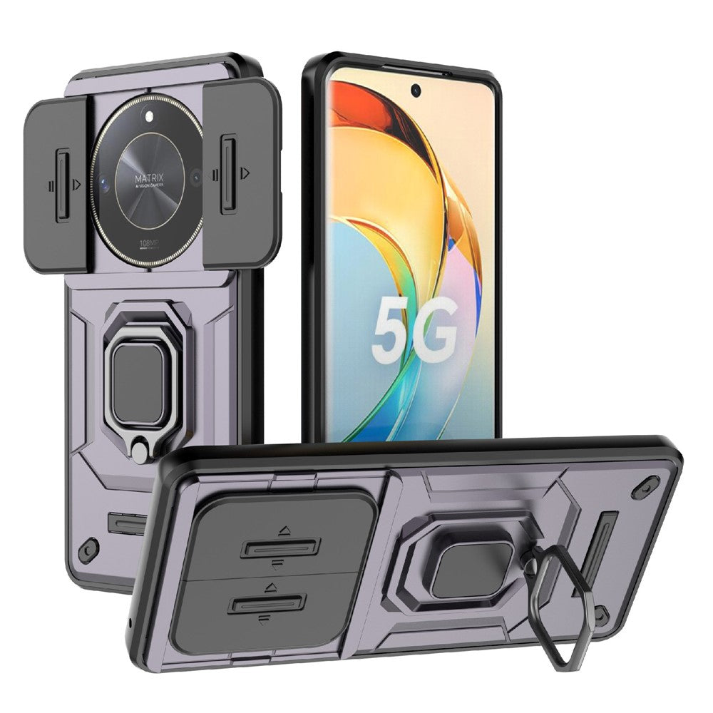 For Honor X50 5G Case Slide Lens Protection PC + TPU Kickstand Cover