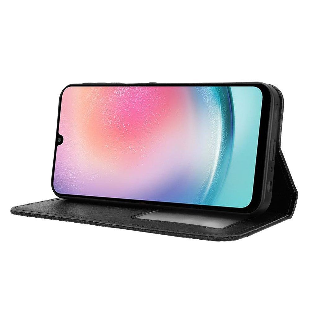 For Samsung Galaxy A25 5G (Global) (161.0 x 76.5 x 8.3mm) Leather Case Magnetic Auto Closing Phone Cover