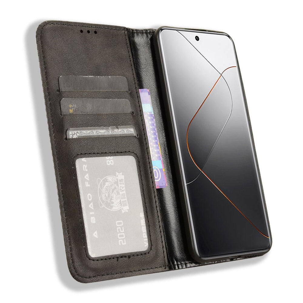 For Xiaomi 14 Pro Case Magnetic Auto Closing Retro Phone Wallet Cover