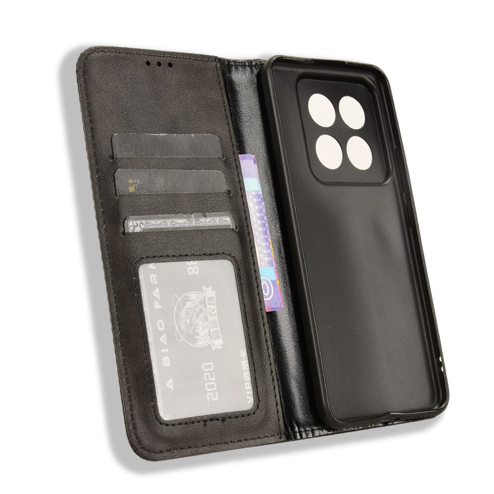 For Xiaomi 14 Pro Case Magnetic Auto Closing Retro Phone Wallet Cover
