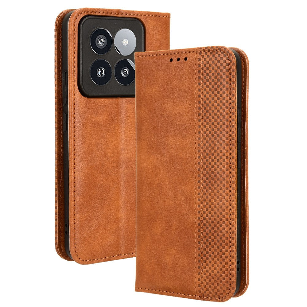 For Xiaomi 14 Pro Case Magnetic Auto Closing Retro Phone Wallet Cover