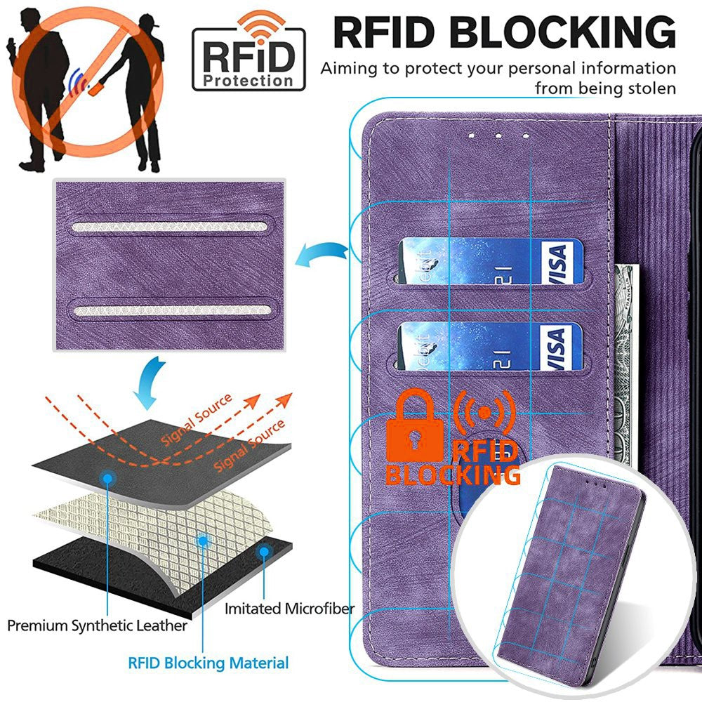 For Samsung Galaxy A05s 4G Case PU Leather RFID Blocking Wallet Anti-Scratch Phone Cover