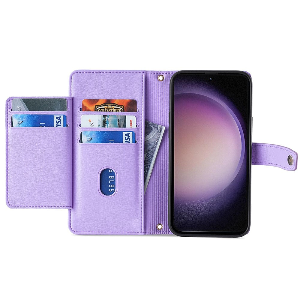 For Samsung Galaxy A05s 4G Case Zipper Pocket Wallet PU Leather Phone Cover with 2 Straps
