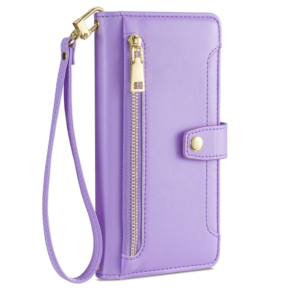 For Samsung Galaxy A05s 4G Case Zipper Pocket Wallet PU Leather Phone Cover with 2 Straps