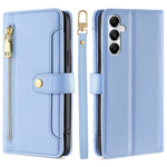 For Samsung Galaxy A05s 4G Case Zipper Pocket Wallet PU Leather Phone Cover with 2 Straps