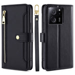 Xiaomi Redmi K60 Ultra / 13T / 13T Pro-skal med läder, dragkedja, plånboksfodral, mobilfodral med lång och kort rem