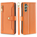 For Samsung Galaxy M34 5G / F34 5G Case Zipper Wallet Leather Anti-Drop Phone Cover with 2 Straps