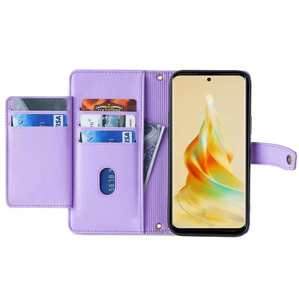 For Oppo A58 4G Case Wallet Stand PU Leather Shockproof Phone Cover with 2 Straps