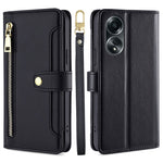 For Oppo A58 4G Case Wallet Stand PU Leather Shockproof Phone Cover with 2 Straps