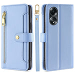 For Oppo A58 4G Case Wallet Stand PU Leather Shockproof Phone Cover with 2 Straps