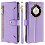 For Honor X50 5G Case PU Leather Wallet Zipper Pocket Smartphone Cover with 2 Straps