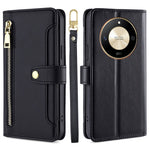 For Honor X50 5G Case PU Leather Wallet Zipper Pocket Smartphone Cover with 2 Straps