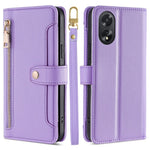 For Oppo A38 4G / A18 4G Case Wallet Zipper Pocket Leather Cover with 2 Straps